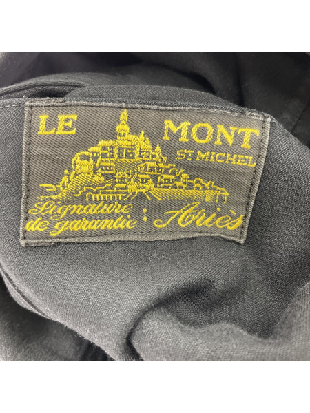 30S-40s LE MONT ST MICHEL ブラックモールスキン ワークジャケット 丸襟 刺繍タグ