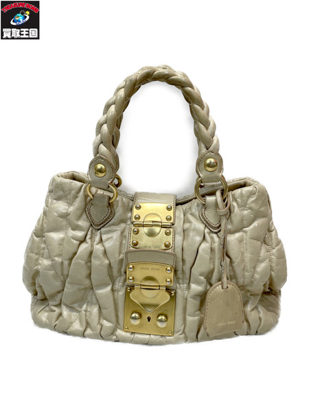Miu Miu マテラッセ レザーハンドバッグ ベージュ