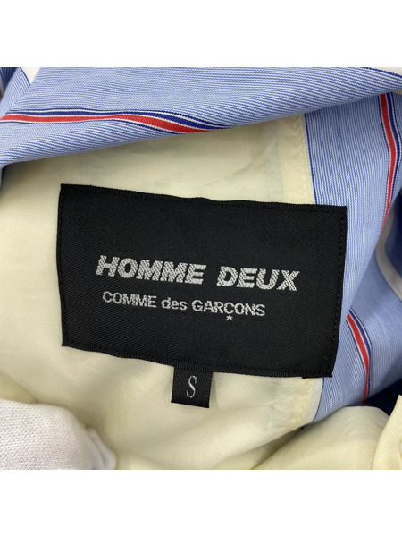COMME des GARCONS HOMME DEUX ストライプ切替 テーラードジャケット 水色 S