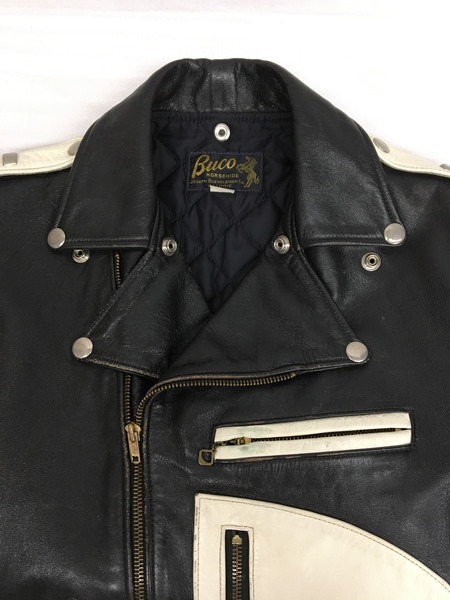 BUCO ライダース 旧マッコイ 跳ね馬タグ ホースハイド Dポケット 白黒 38