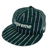 Supreme キャップ 19SS × NEW ERA Text Stripe 緑 (58.7cm)