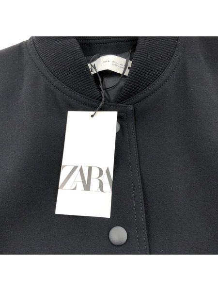 ZARA/ポケットマキシボンバージャケット/L/BLK