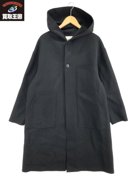 HYKE MELTON HOODED WORK COAT 222-17357 022 黒 1｜商品番号