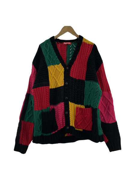 Supreme 23AW Patchwork Cable Knit Cardigan パッチワークケーブルニットカーディガン L