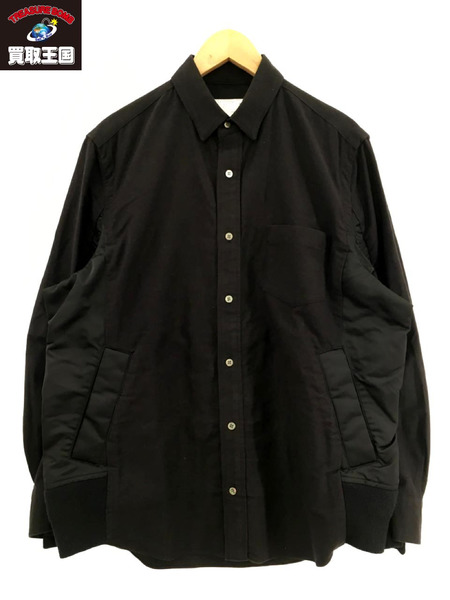 Sacai 20SS Nylon Twill Cotton Shirt ドッキングシャツ 2 ブラック