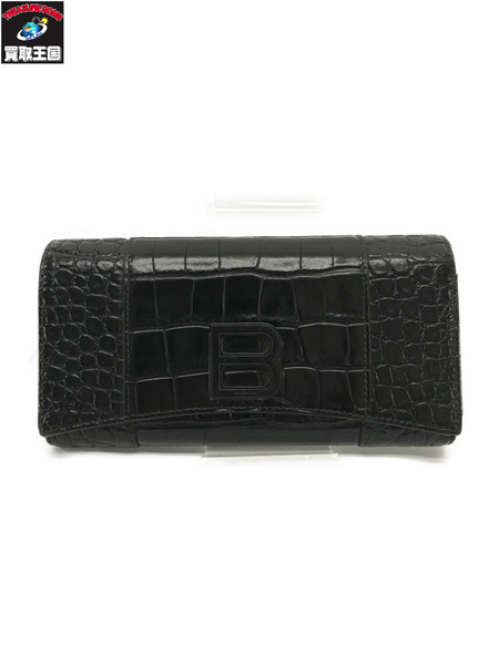 Balenciaga 長財布 アワーグラス 型押し長財布 黒 600189