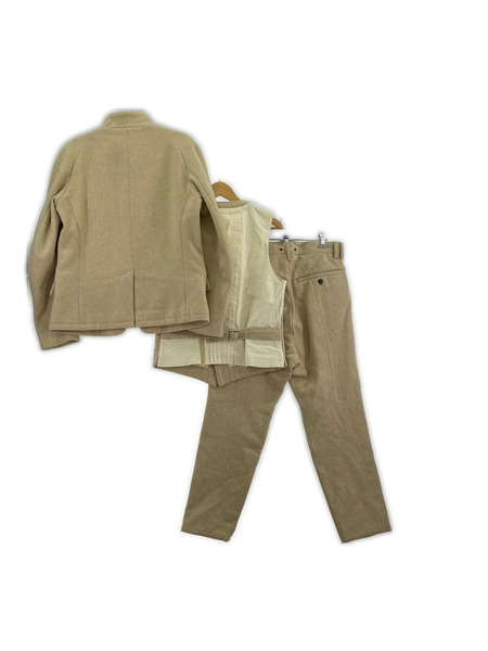 suzuki takayukiL/S スタンドカラースリーピースウールセットアップ ベージュ 2