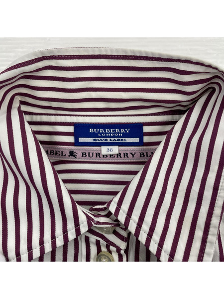 BURBERRY BLUE LABEL 長袖シャツ ストライプシャツワンピース(38)