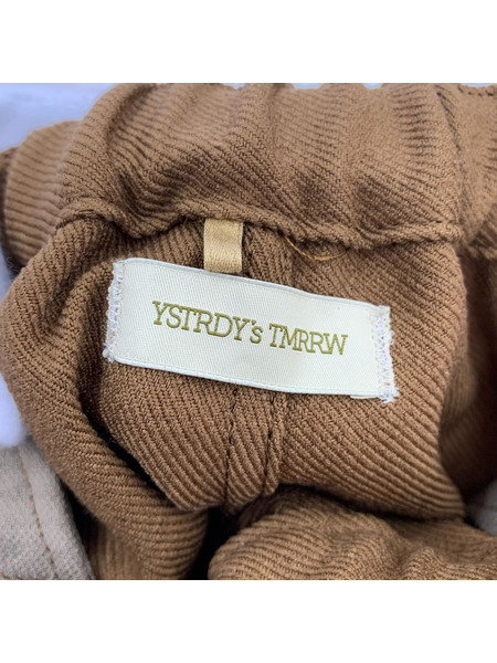 YSTRDY'S TMRRW パンツ WOOLLY TWILL ADAM EASY RIB PANTS 茶 (L)[値下]