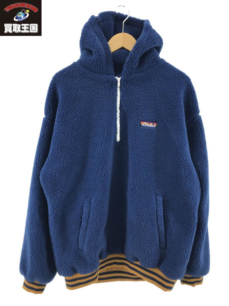 XLARGE  HALF ZIP BOA HOODIE パーカー 青 (M)