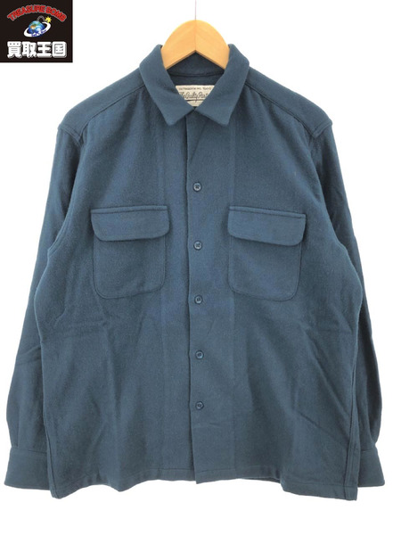 WACKO MARIA 20AW WOOL OPEN COLLAR SHIRT D-BLUE ウールオープン