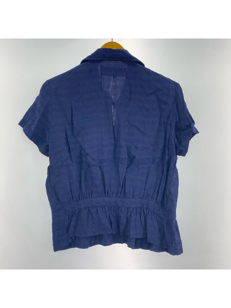 tricot COMME des GARCONS 半袖シャツ 06年 フリル ボタン 紺 (S)[値下]
