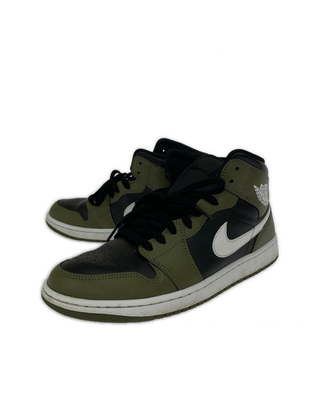 NIKE スニーカー AIR JORDAN 1 MID 緑黒 (27.0cm)