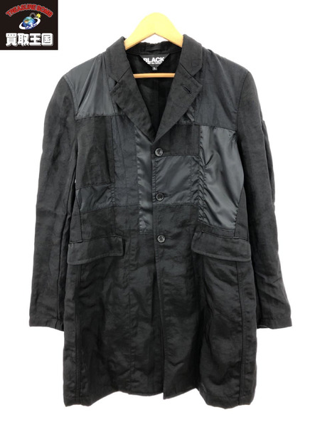 12AW BLACK COMME des GARCONS パッチワークナイロンコート (L) BLK ...