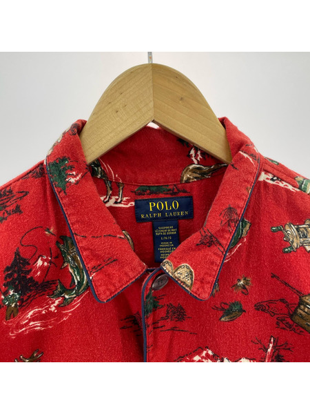 POLO RALPH LAUREN 長袖シャツ ネル生地 パジャマシャツ(L) レッド