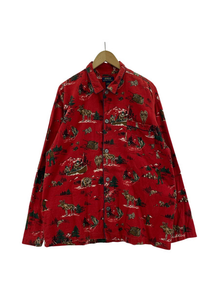 POLO RALPH LAUREN 長袖シャツ ネル生地 パジャマシャツ(L) レッド