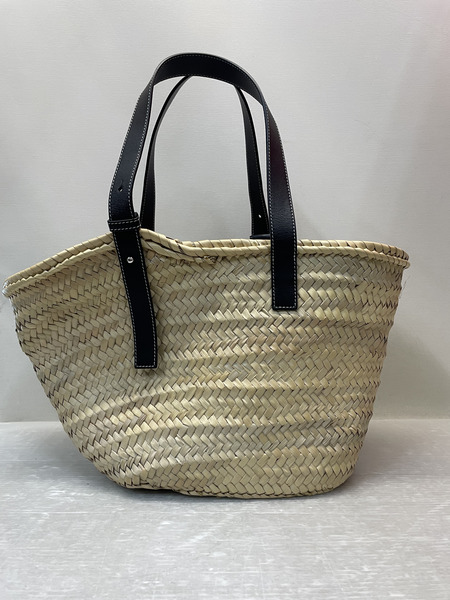 LOEWE アナグラムレザーパッチ バスケットバッグ ベージュ×ブラック