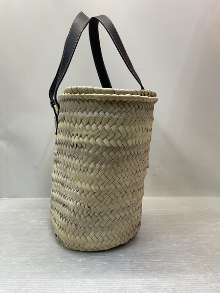LOEWE アナグラムレザーパッチ バスケットバッグ ベージュ×ブラック