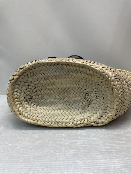 LOEWE アナグラムレザーパッチ バスケットバッグ ベージュ×ブラック