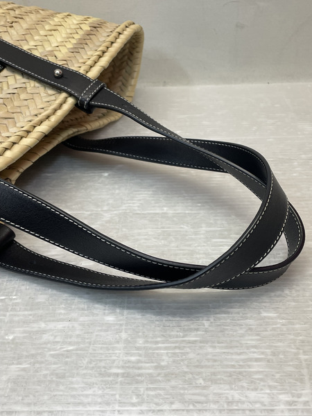 LOEWE アナグラムレザーパッチ バスケットバッグ ベージュ×ブラック