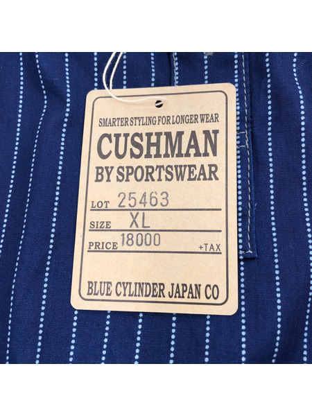 CUSHMAN L/S プルオーバードットストライプシャツ NVY XL