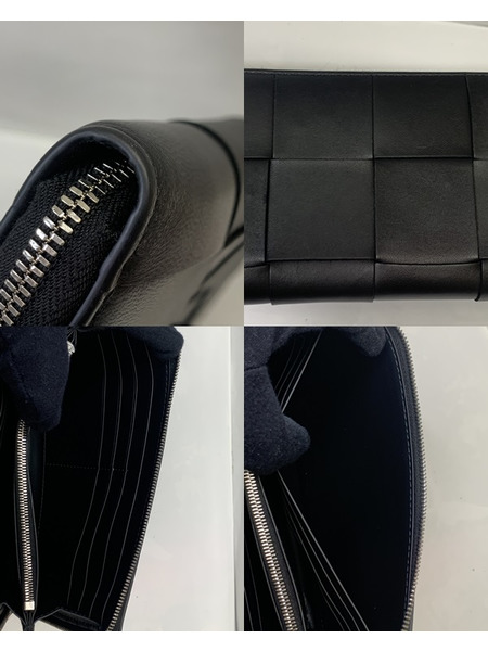 Bottega Veneta マキシイントレチャート カセット ジップアラウンドウォレット BLK 開封品 ボッテガヴェネタ 長財布 ロングウォレット 