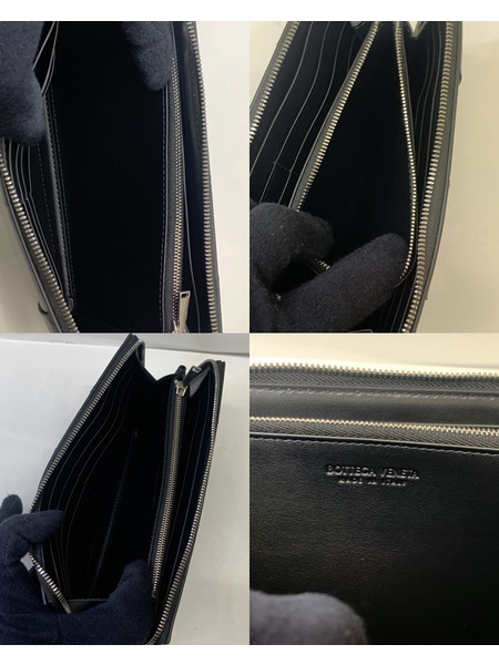 Bottega Veneta マキシイントレチャート カセット ジップアラウンドウォレット BLK 開封品 ボッテガヴェネタ 長財布 ロングウォレット 