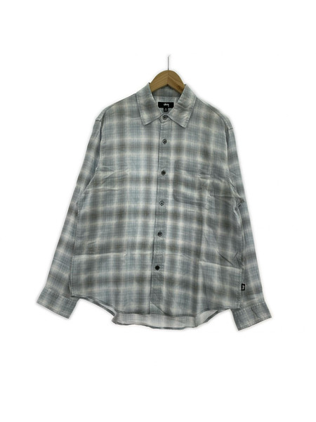 STUSSY 長袖シャツ MATTHEW PRINTED SHIRT S ブルー