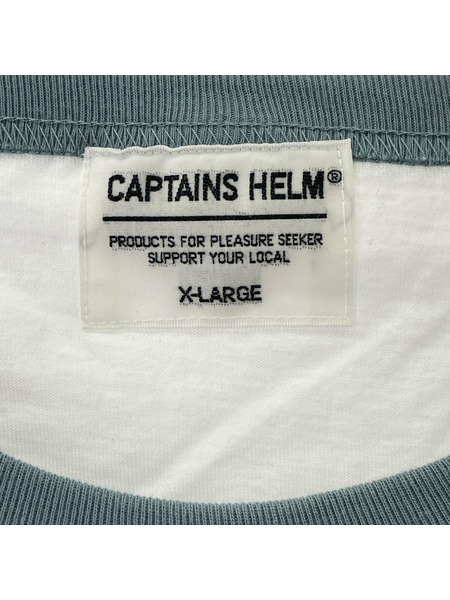 Captains Helm 25SS/COLLEGE LOGO RAGLAN TEE/白水色系/XL