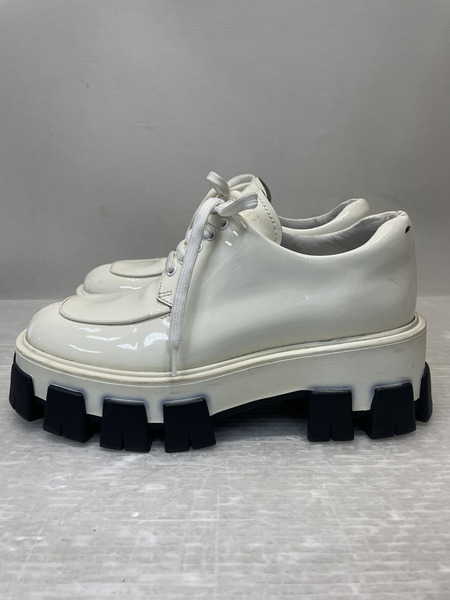 PRADA モノリス パテントレザーシューズ 36 1/2 白