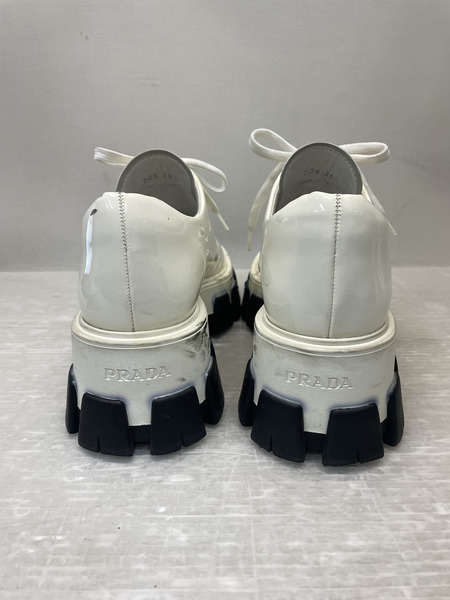 PRADA モノリス パテントレザーシューズ 36 1/2 白