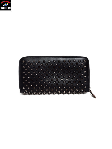 長財布 C.Louboutin スタッズラウンドファスナー長財布 黒