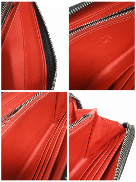 長財布 C.Louboutin スタッズラウンドファスナー長財布 黒