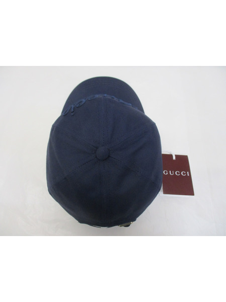 小物 GUCCI エンブロイダリー ベースボールキャップ ネイビー