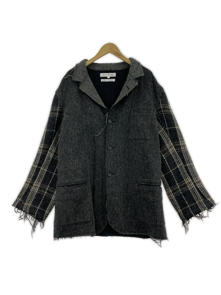 BLACK COMME des GARCONS ジャケット ウールツイードコンビジャケット L