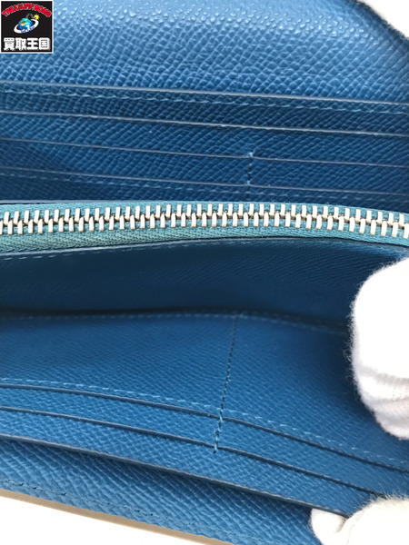 BVLGARI 長財布 コンチネンタル　ロングウォレット　カーフレザー　青ベージュ293758