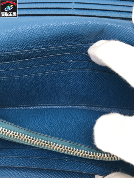 BVLGARI 長財布 コンチネンタル　ロングウォレット　カーフレザー　青ベージュ293758