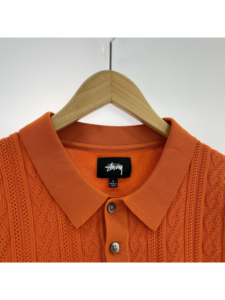 STUSSY ポロシャツ 2020SS S/S CABLE POLO ORANGE