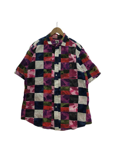 A BATHING APE BAPE パッチワーク サルカモ S/s シャツ sizeXL