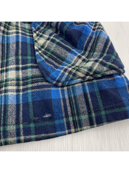 PENDLETON 70s USA製 シャツジャケット チェック柄 ブルー (XL)