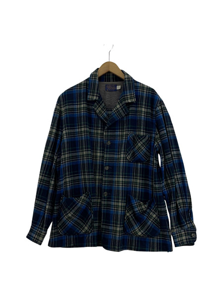 PENDLETON 70s USA製 シャツジャケット チェック柄 ブルー (XL)