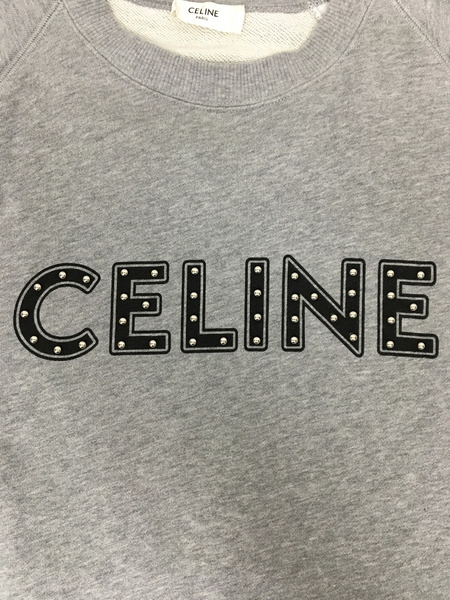 CELINE loose sweatshirt studs XL グレー×カモフラ