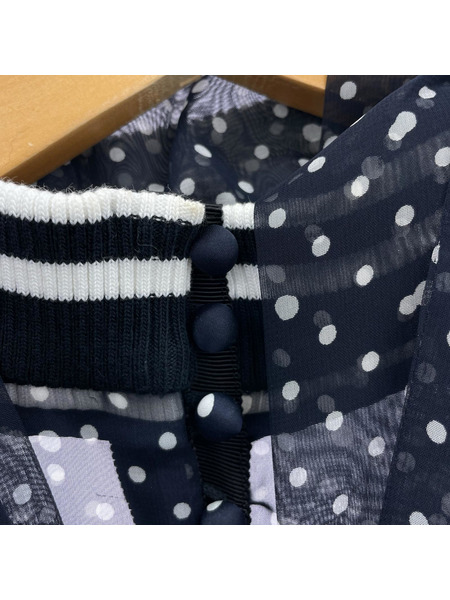 Sacai チュニック 19ss ポルカドット シフォンブラウス (1) ネイビー