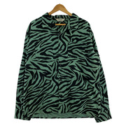 CALEE オープンカラーゼブラL/Sシャツ(L)緑黒