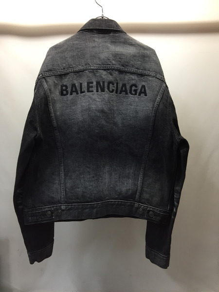 BALENCIAGA/2020/バックロゴ刺繍/ブラックデニムジャケット/44/620728 TDW14