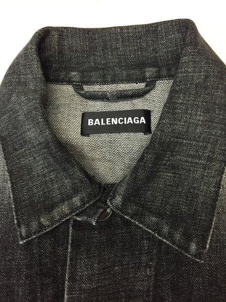 BALENCIAGA/2020/バックロゴ刺繍/ブラックデニムジャケット/44/620728 TDW14