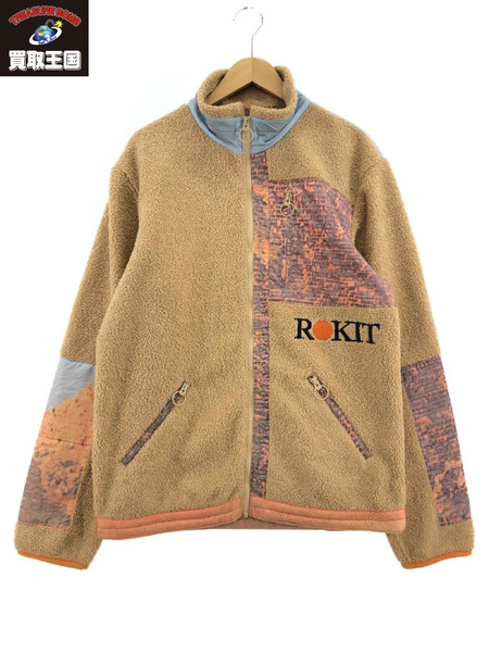 ROKIT THE RUINS JACKET リングジップ ボアフリースジャケット L ベージュ[値下]