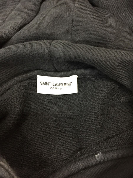 SAINT LAURENT/17AW/アンソニー期/胸ロゴ/プルオーバーパーカー/S/ブラック