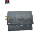 コンパクトウォレット C.Dior カナージュ パテントレザー 水色