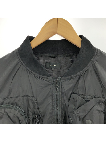 BEAMS ジャケット 撥水 マルチポケット MA-1(L)